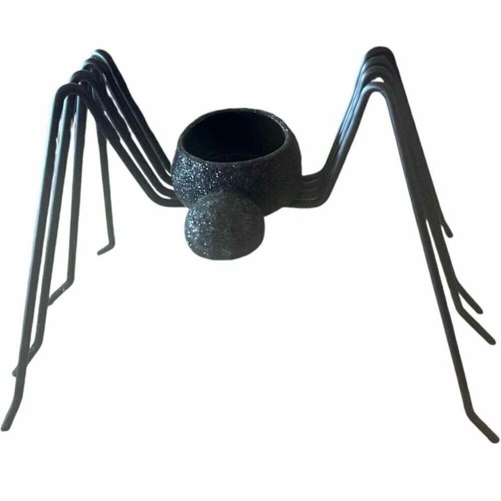 Spooky Season Halloween Sparkle Glitter Spider Candle Votive Holder Home Decor